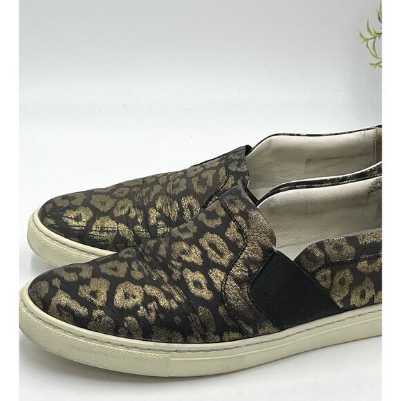 LANVIN Paris Metallic Black Gold Leopard Slip on Brocade Sneaker Size 38 /US 7 - Picture 12 of 14
